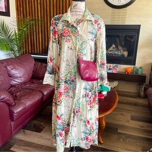 ZARA FLORAL OVERSIZE LONG SLEEVE DRESS